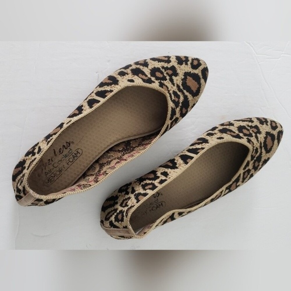 Skechers Cleo Sass Leopard Animal Print Pointed Toe Ballet Flats Womens 9